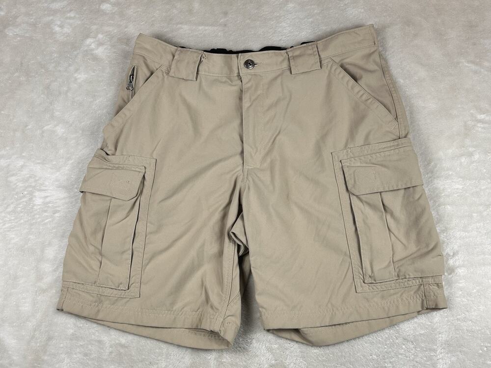Duluth Trading Co Mens Dry on the Fly 11in Cargo Shorts Tan Khaki Size L 84508